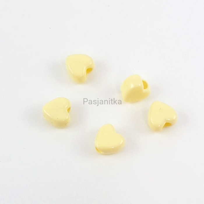 Koraliki plastikowe serduszka 8 mm / 5 szt / ecru
