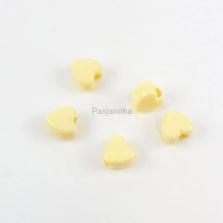 Koraliki plastikowe serduszka 8 mm / 5 szt / ecru