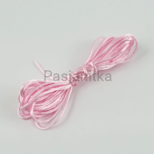 Sznurek satynowy 1 mm / 3 metr / jasny róż