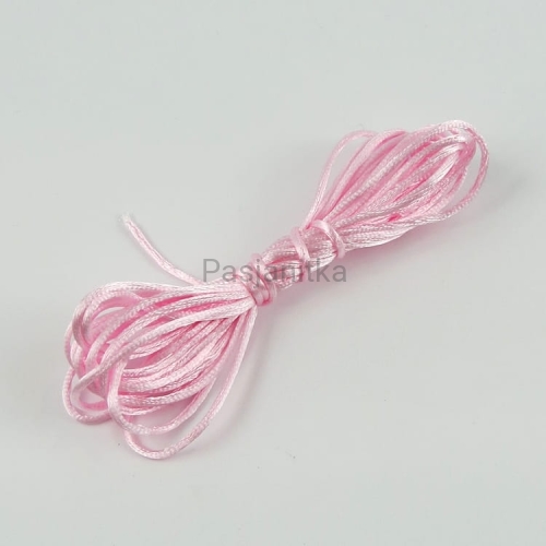 Sznurek satynowy 1 mm / 3 metr / jasny róż