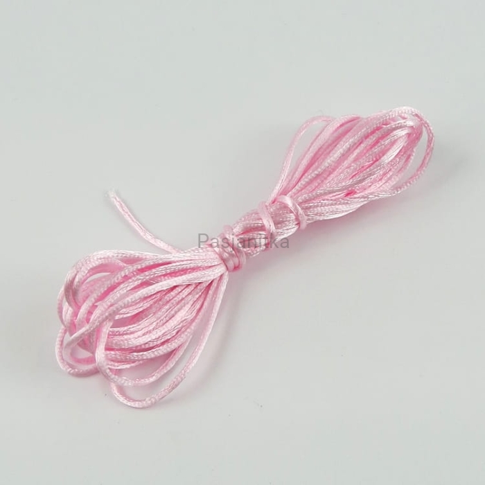 Sznurek satynowy 1 mm / 3 metr / jasny róż