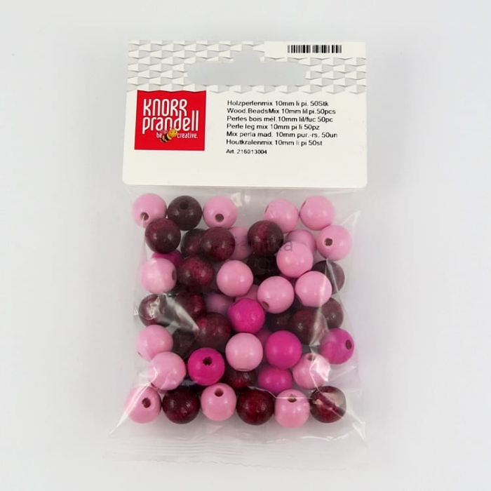 Drewniane koraliki 10 mm / mix różowe / KP