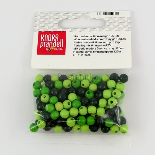 Drewniane koraliki 6 mm / mix zielone / KP