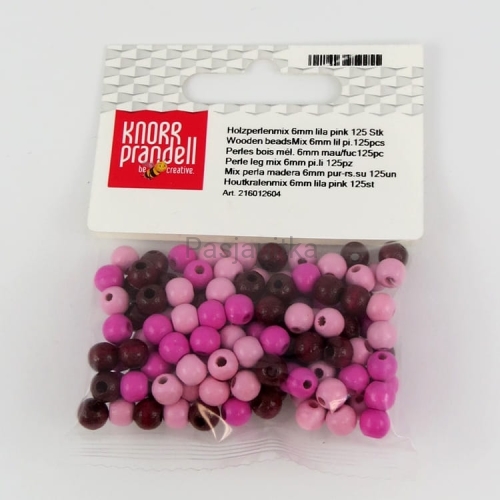 Drewniane koraliki 6 mm / mix różowe / KP