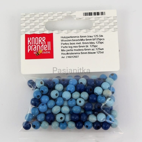 Drewniane koraliki 6 mm / mix niebieskie / KP