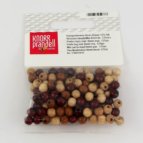 Drewniane koraliki 6 mm / mix brązowe / KP