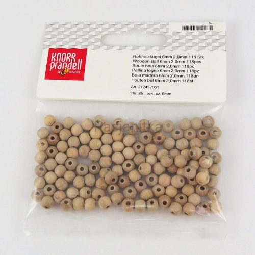 Drewniane koraliki 6 mm / 125 szt / KP