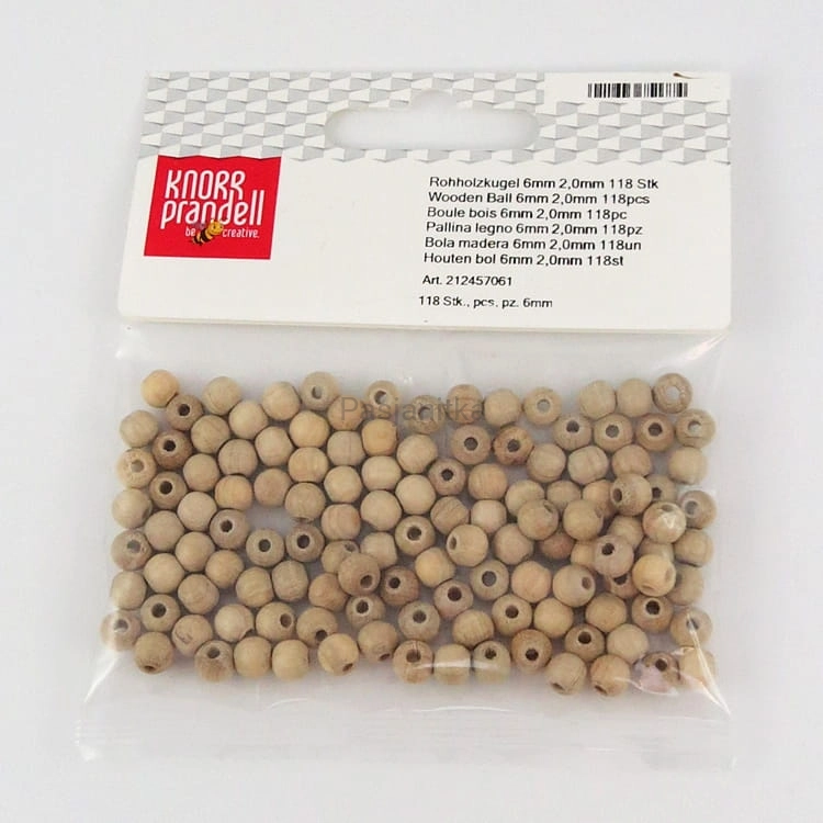 Drewniane koraliki 6 mm / 125 szt / KP