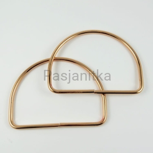 Rączki / półkola metalowe 10,5 x 13,5 cm / różowe złoto