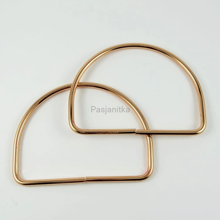 Rączki / półkola metalowe 10,5 x 13,5 cm / różowe złoto
