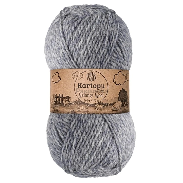 Włóczka Melange Wool 9001 szary melanż