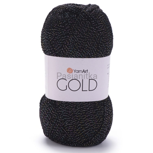 Włóczka Gold Yarn Art 9034 czarny z tęczową nitką