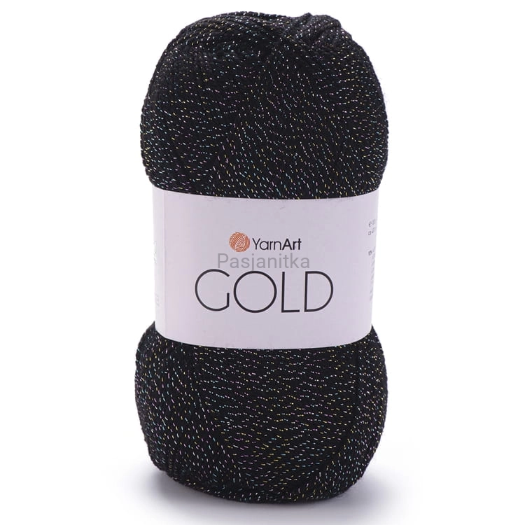 Włóczka Gold Yarn Art 9034 czarny z tęczową nitką