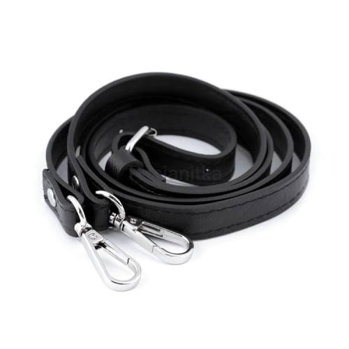 Rączki do torebki eko-skóra 110-124 cm czarny/srebrny
