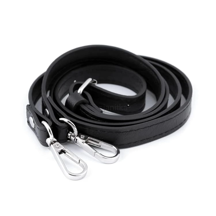 Rączki do torebki eko-skóra 110-124 cm czarny/srebrny