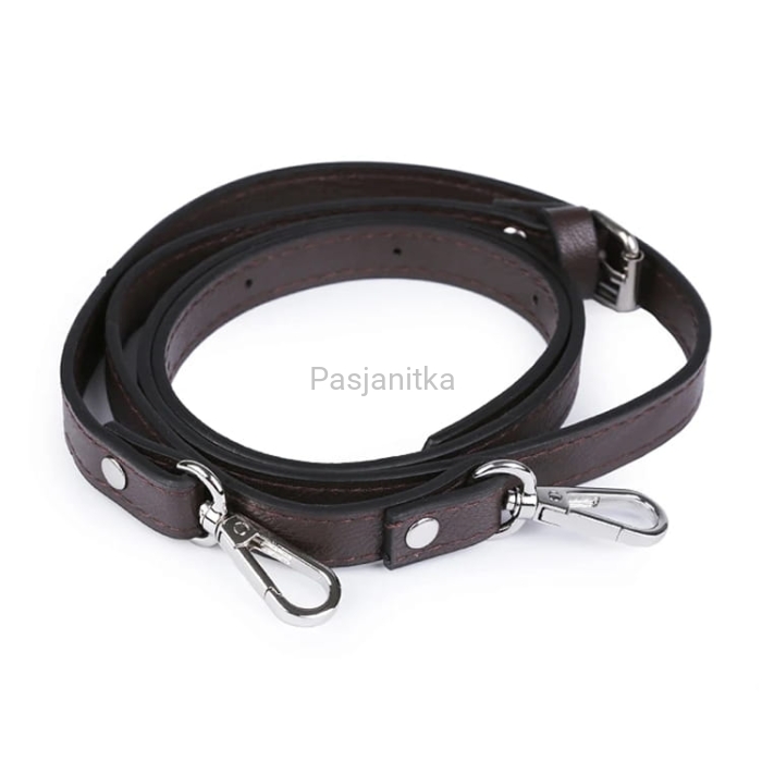 Rączki do torebki eko-skóra 110-124 cm ciemny brąz/srebrny
