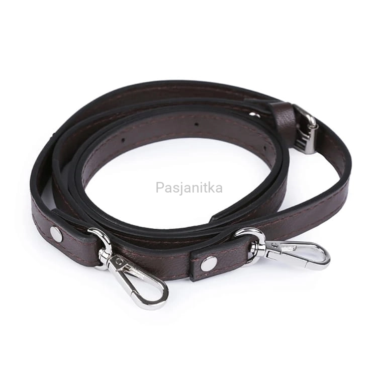 Rączki do torebki eko-skóra 110-124 cm ciemny brąz/srebrny