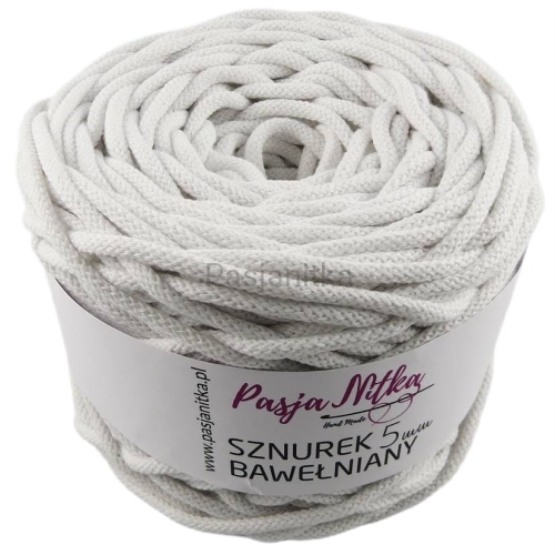 Sznurek bawełniany 5 mm / 100 m / biały