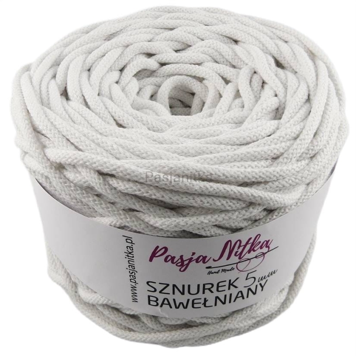 Sznurek bawełniany 5 mm / 100 m / biały