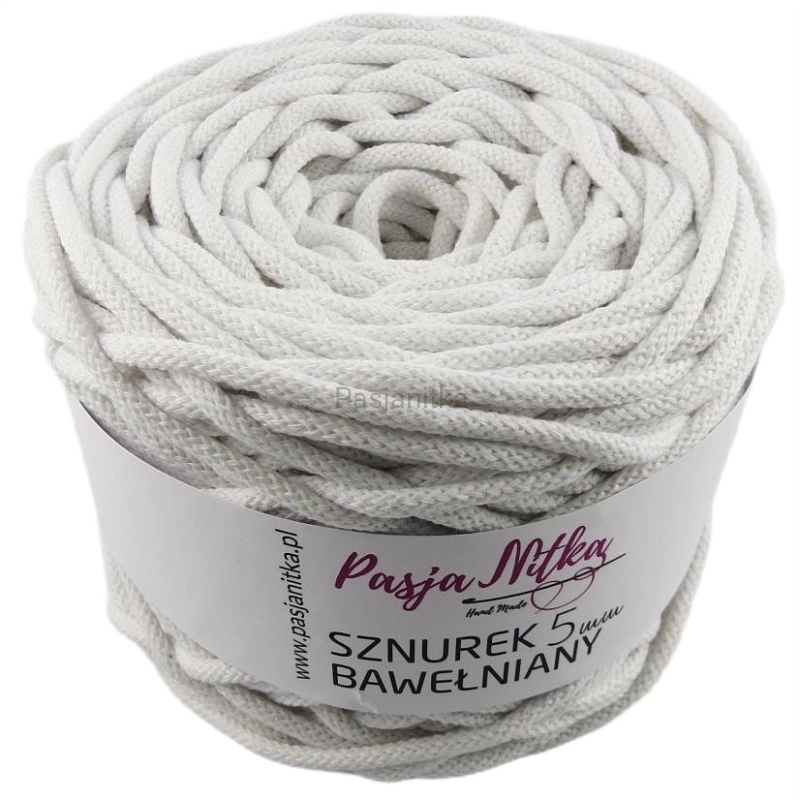 Sznurek bawełniany 5 mm / 100 m / biały