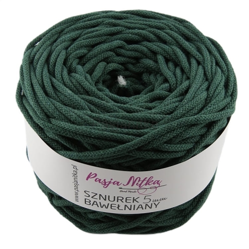 Sznurek bawełniany 5 mm / 100 m / butelkowa zieleń
