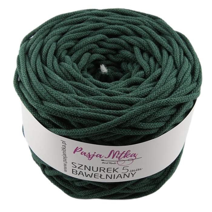 Sznurek bawełniany 5 mm / 100 m / butelkowa zieleń