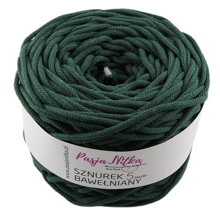 Sznurek bawełniany 5 mm / 100 m / butelkowa zieleń