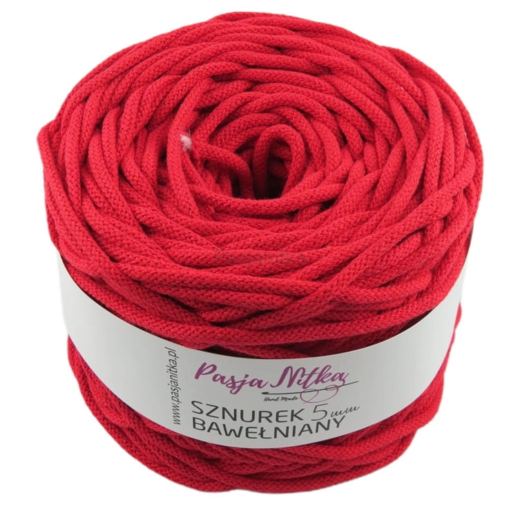 Sznurek bawełniany 5 mm / 100 m / czerwony