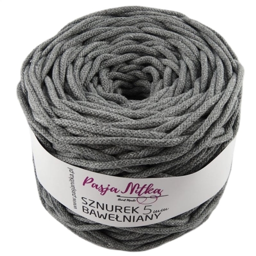 Sznurek bawełniany 5 mm / 100 m / szary
