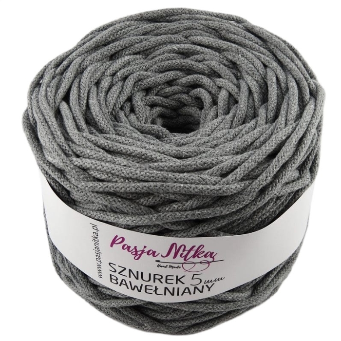 Sznurek bawełniany 5 mm / 100 m / szary