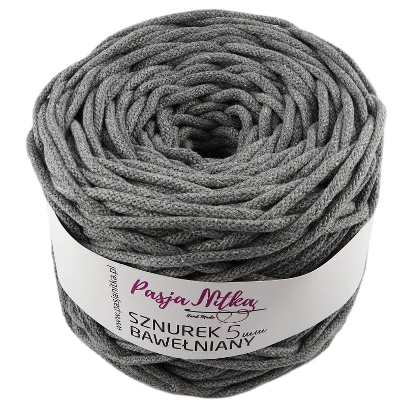Sznurek bawełniany 5 mm / 100 m / szary