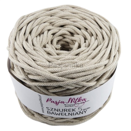 Sznurek bawełniany 5 mm / 100 m / jasny beż