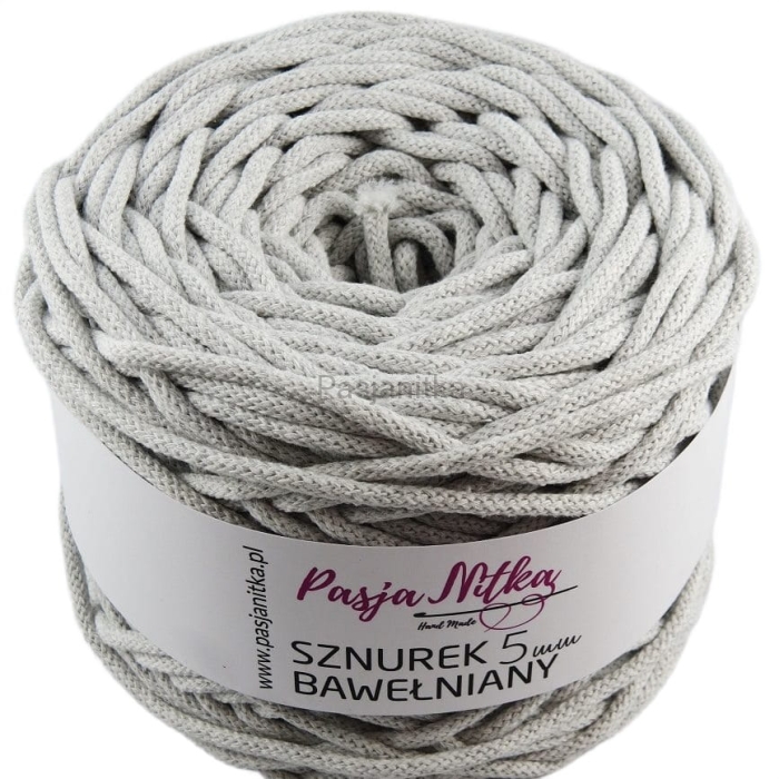 Sznurek bawełniany 5 mm / 100 m / jasny szary