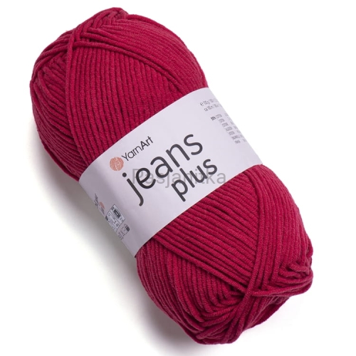 Włóczka Jeans Plus 51 czerwony/malinowy