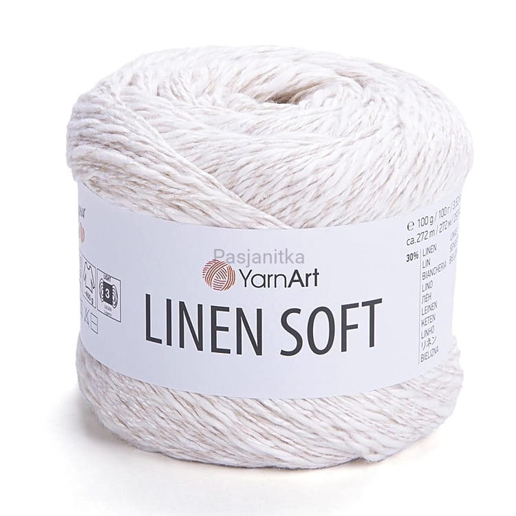 Włóczka Linen Soft 7301 przełamana biel