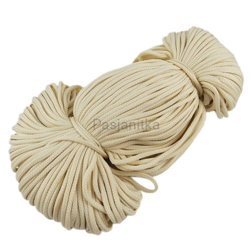 Sznurek poliestrowy 4 mm półpłaski / ecru