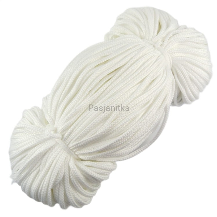 Sznurek poliestrowy 4 mm półpłaski / biały