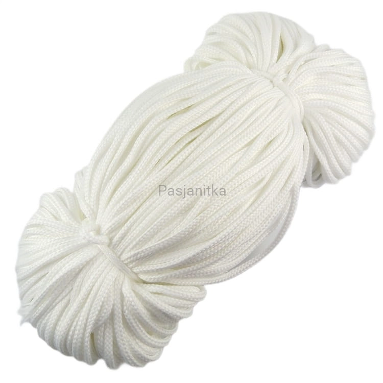 Sznurek poliestrowy 4 mm półpłaski / biały