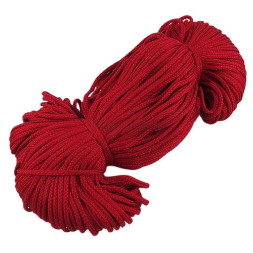 Sznurek poliestrowy 4 mm półpłaski / czerwony