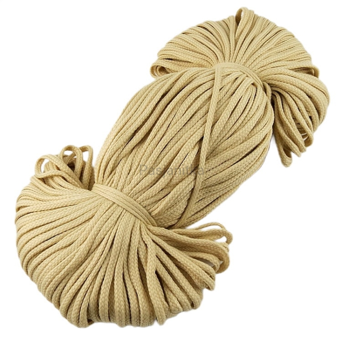 Sznurek poliestrowy 4 mm półpłaski / jasny beż
