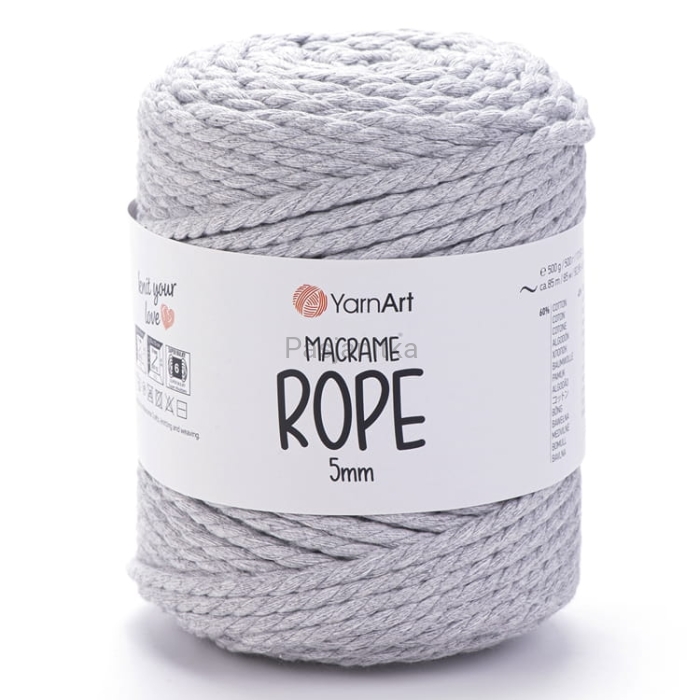 Sznurek Macrame Rope 5 mm / 756 jasny szary