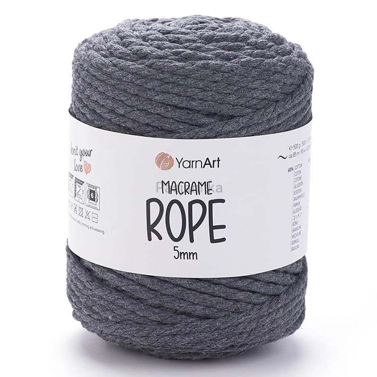 Sznurek Macrame Rope 5 mm / 758 ciemny szary