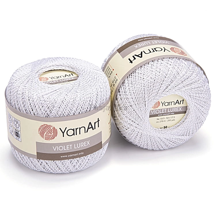 Kordonek Violet Lurex 10000 / biały-srebrny
