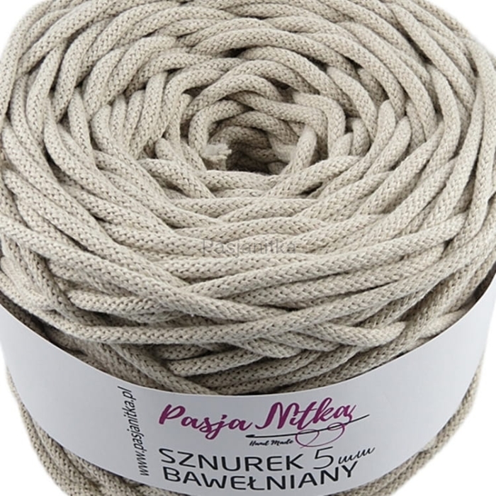 Sznurek bawełniany 3 mm / 100 m / jasny beż