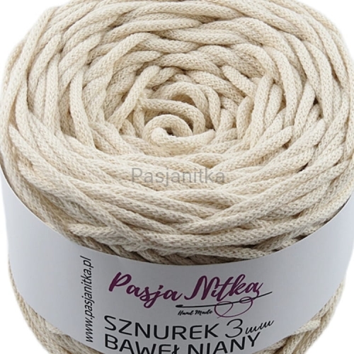 Sznurek bawełniany 3 mm / 100 m / ecru