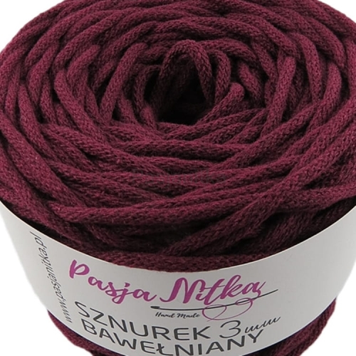 Sznurek bawełniany 3 mm / 100 m / bordo