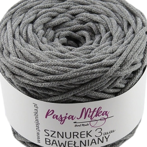 Sznurek bawełniany 3 mm / 100 m / szary