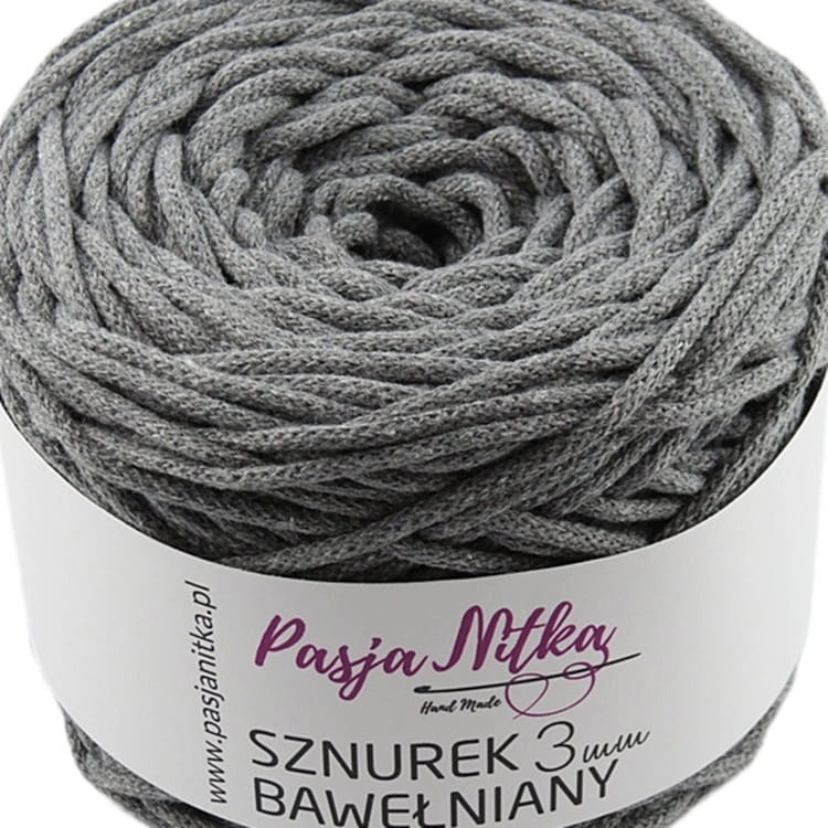 Sznurek bawełniany 3 mm / 100 m / szary