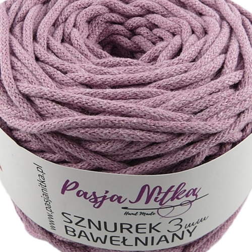 Sznurek bawełniany 3 mm / 100 m / brudny róż