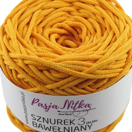 Sznurek bawełniany 3 mm / 100 m/ żółty